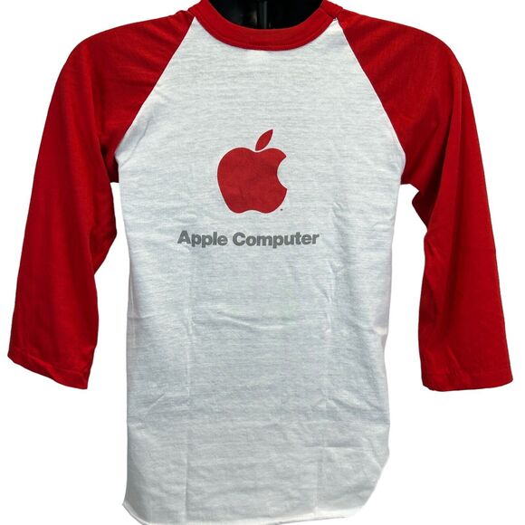 Vintage Apple Computers Raglan T Shirt Mens XS Picasso Macintosh 128K 80s Red - Picture 3 of 9